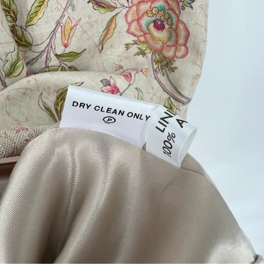 Lalage Beaumont Linen‎ Botanical Floral Print Shift Dress Professional